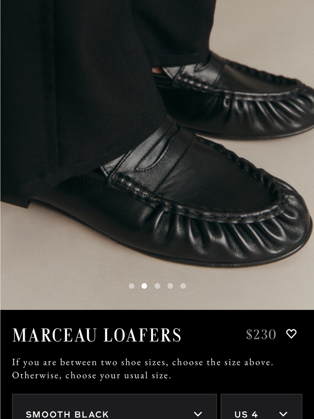 Sezane Marceau — Smooth Black Leather Loafers